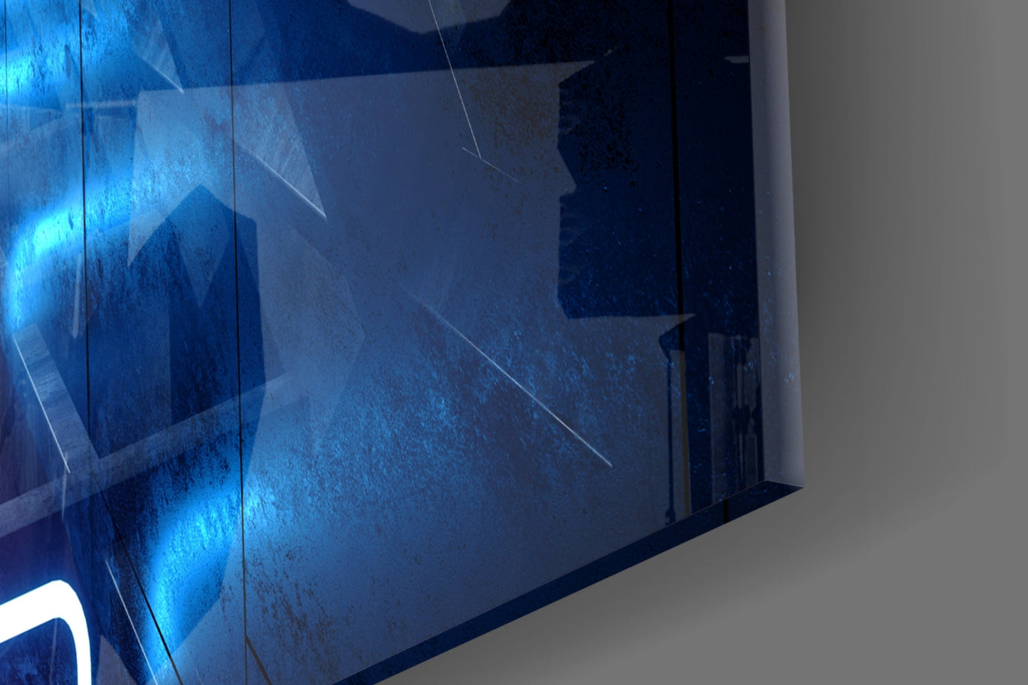 Pink Blue Neon Frame Tunnel Glass Wall Art