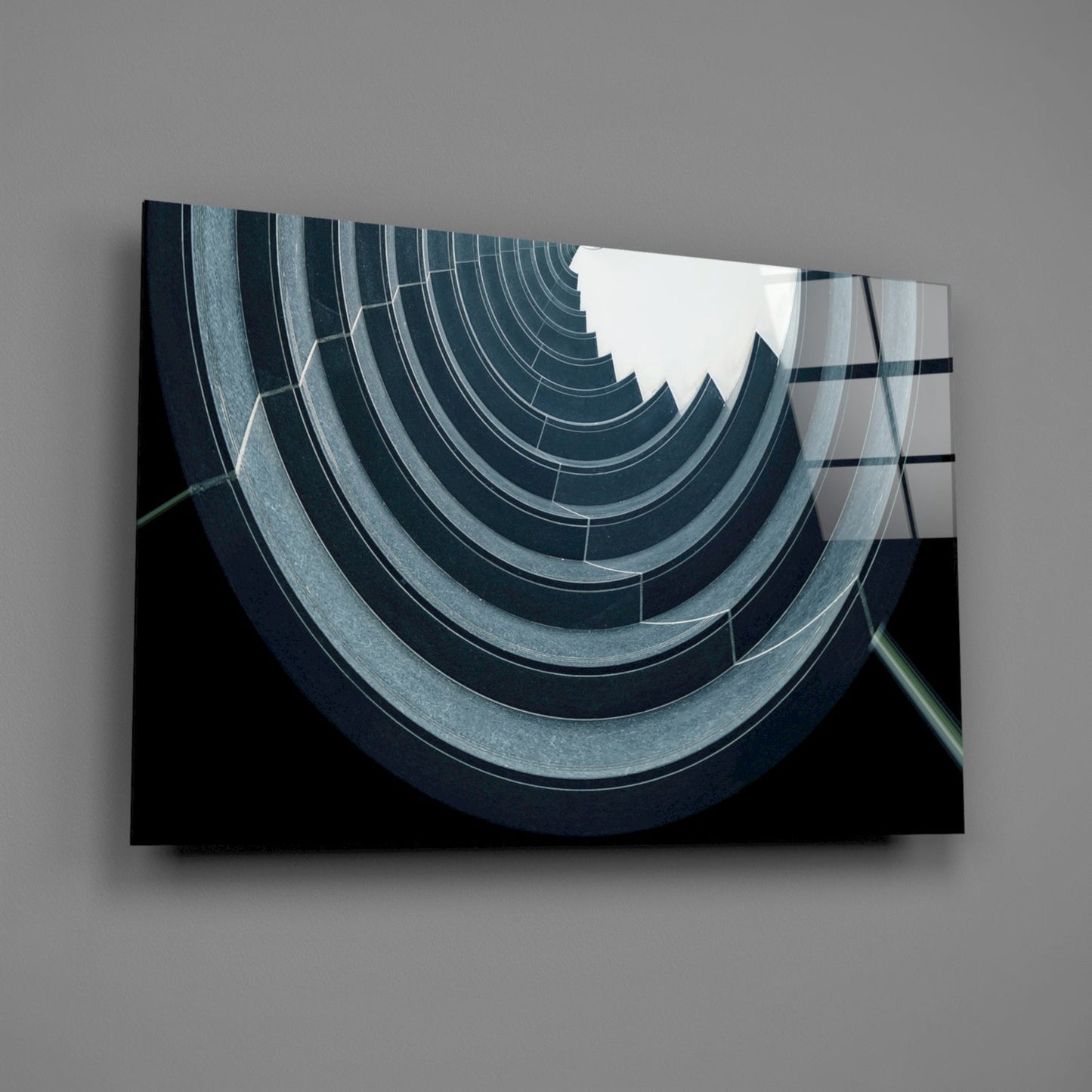 Curved Concrete Arcs Spiral Ceiling Glass Wall Art
