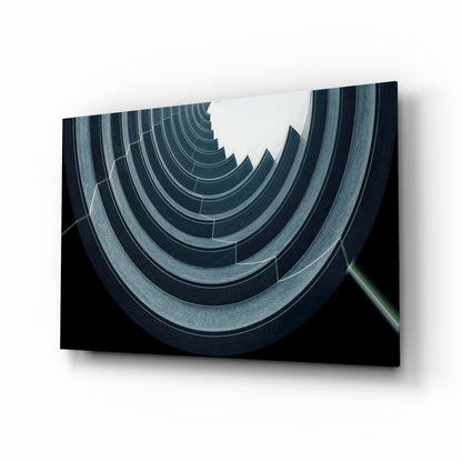 Curved Concrete Arcs Spiral Ceiling Glass Wall Art