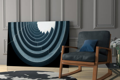 Curved Concrete Arcs Spiral Ceiling Glass Wall Art