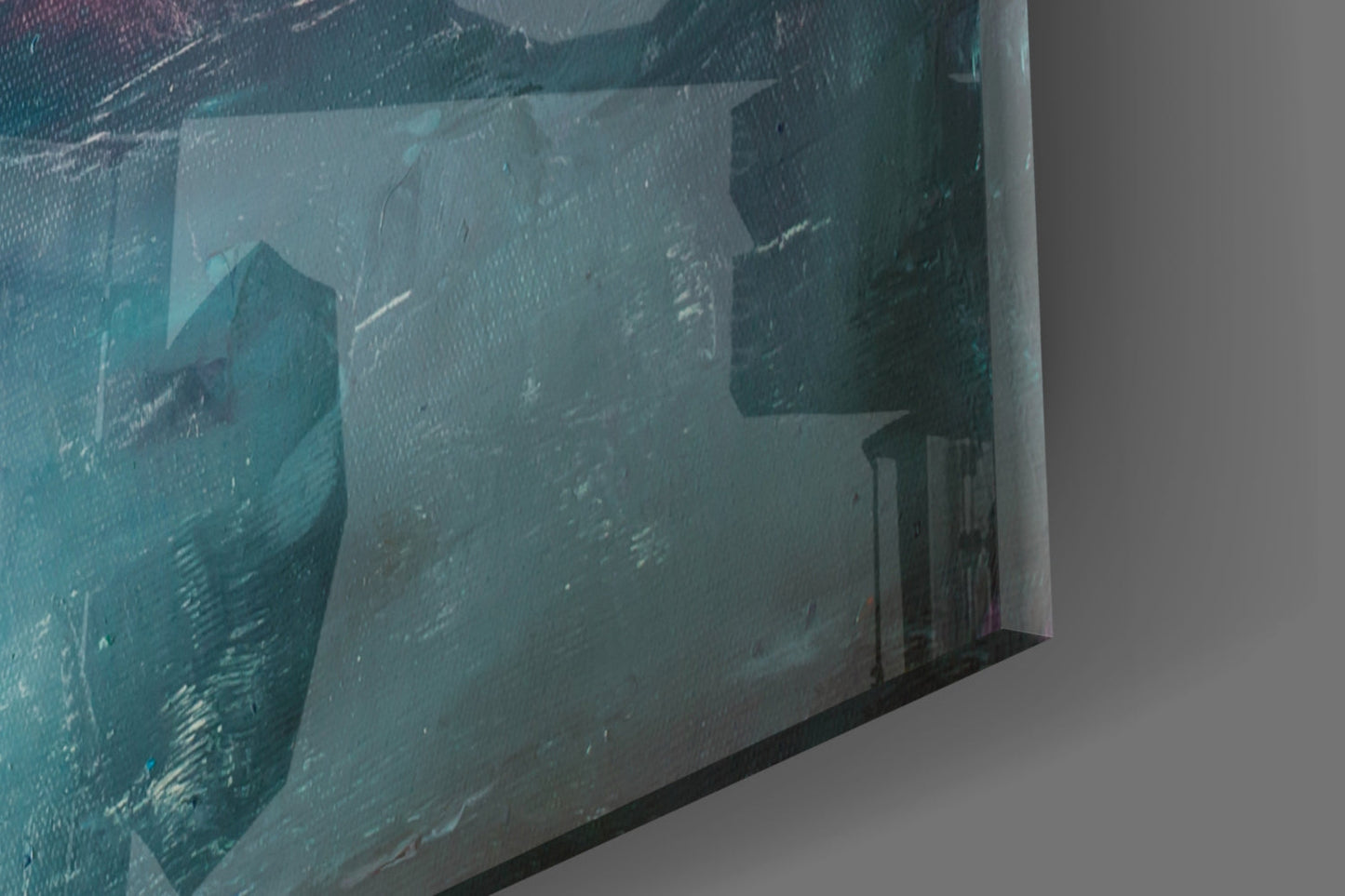 Pink Horizon Teal Abstract Glass Wall Art