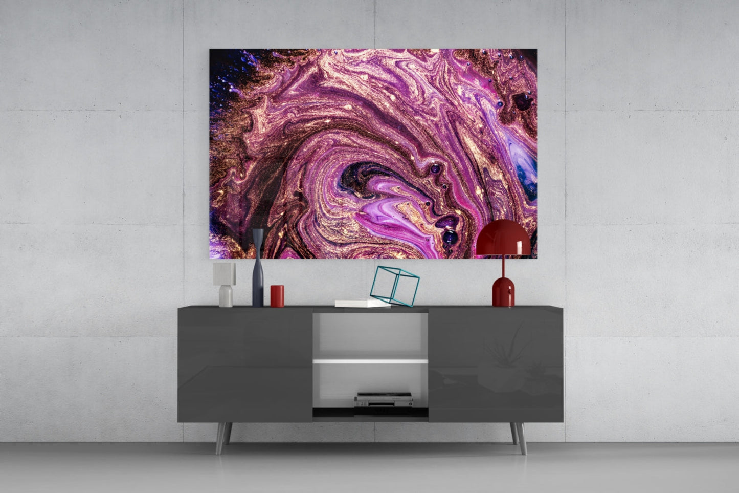Purple Gold Glitter Marble Glass Wall Art