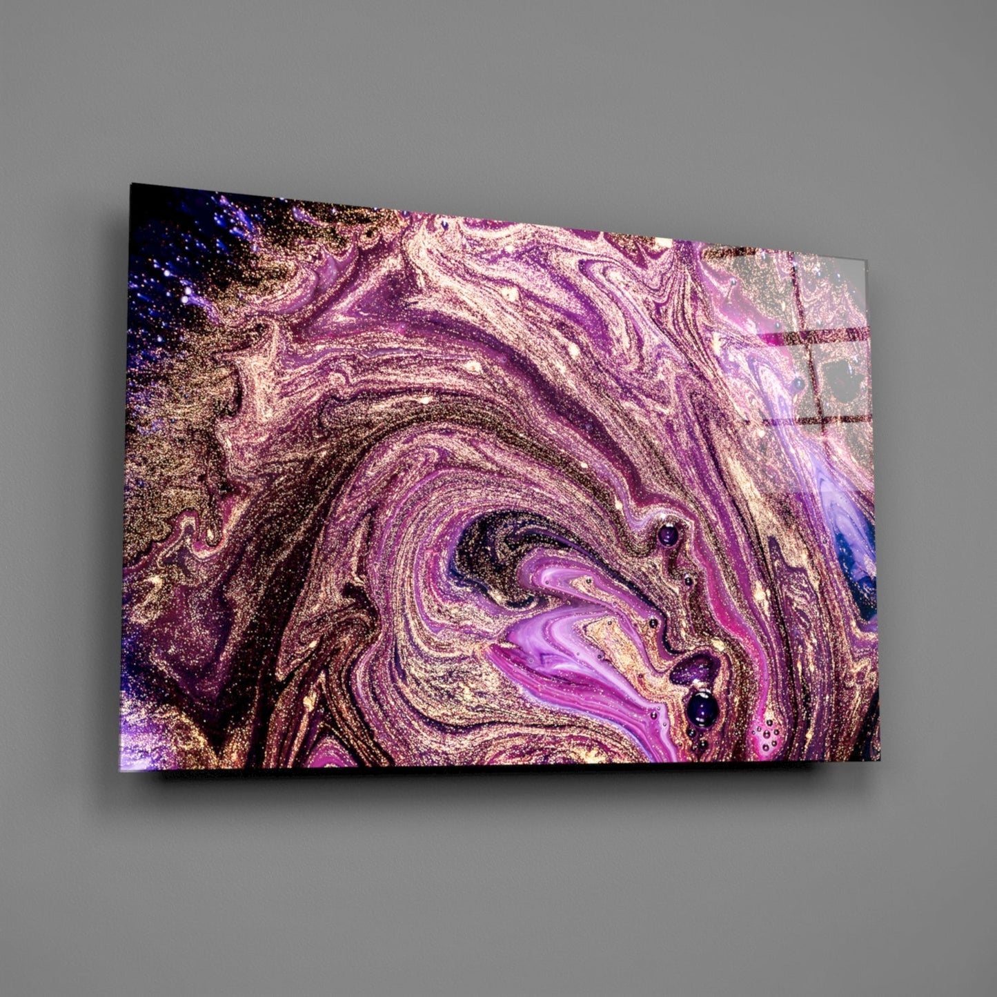 Purple Gold Glitter Marble Glass Wall Art