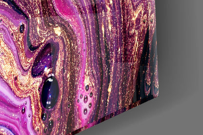 Purple Gold Glitter Marble Glass Wall Art