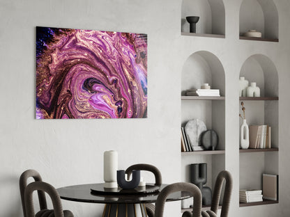 Purple Gold Glitter Marble Glass Wall Art