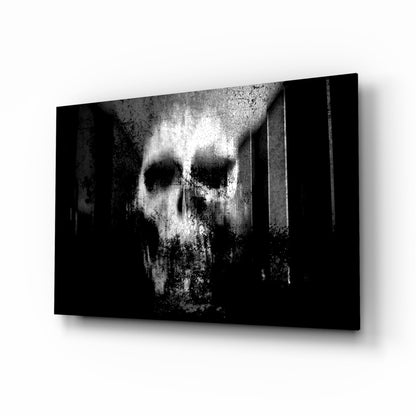 Grunge Ghostly Faded Skull Glass Wall Art