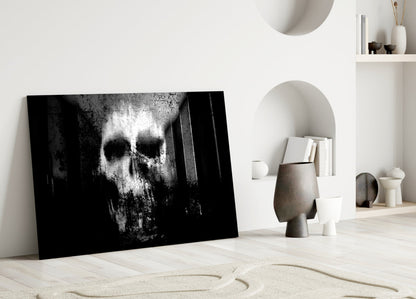 Grunge Ghostly Faded Skull Glass Wall Art
