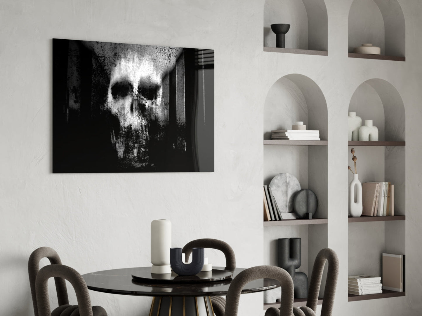Grunge Ghostly Faded Skull Glass Wall Art