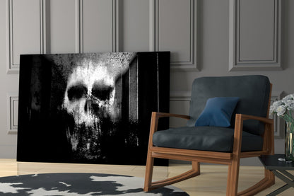 Grunge Ghostly Faded Skull Glass Wall Art