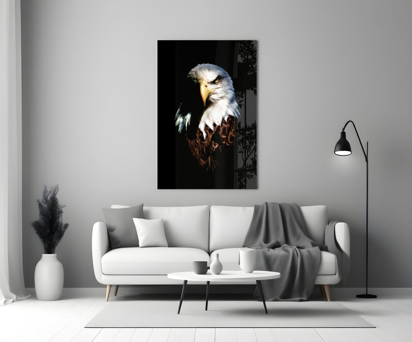 Fierce Bald Eagle Portrait Glass Wall Art