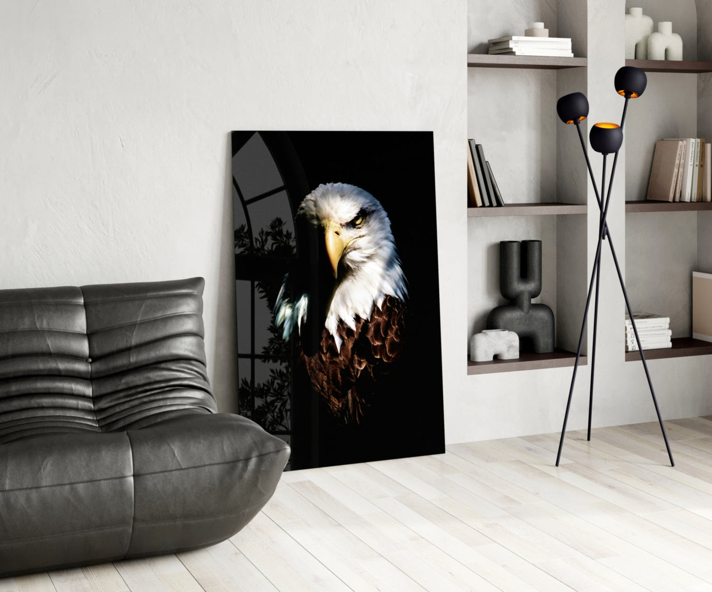 Fierce Bald Eagle Portrait Glass Wall Art