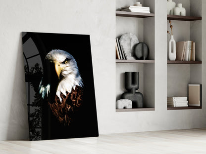 Fierce Bald Eagle Portrait Glass Wall Art
