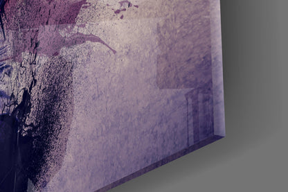Purple and white speckled rock glass wall art panel displayed at an angle showing textured surface detail.