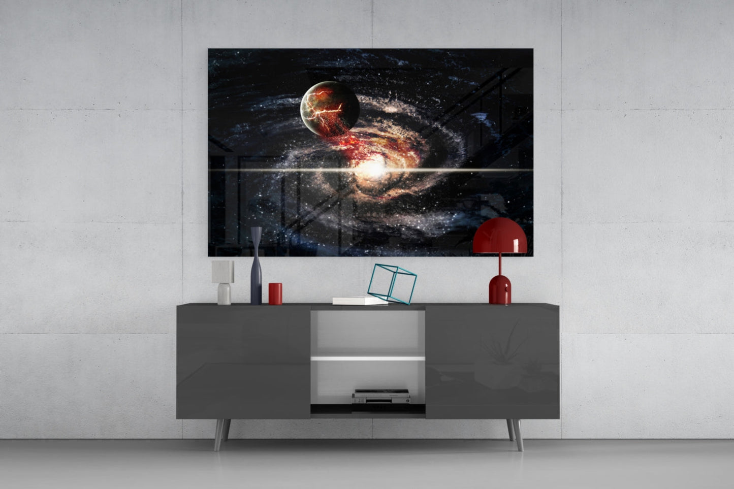 Spiral Galaxy Collision Glass Wall Art