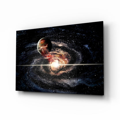 Spiral Galaxy Collision Glass Wall Art