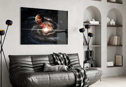 Spiral Galaxy Collision Glass Wall Art