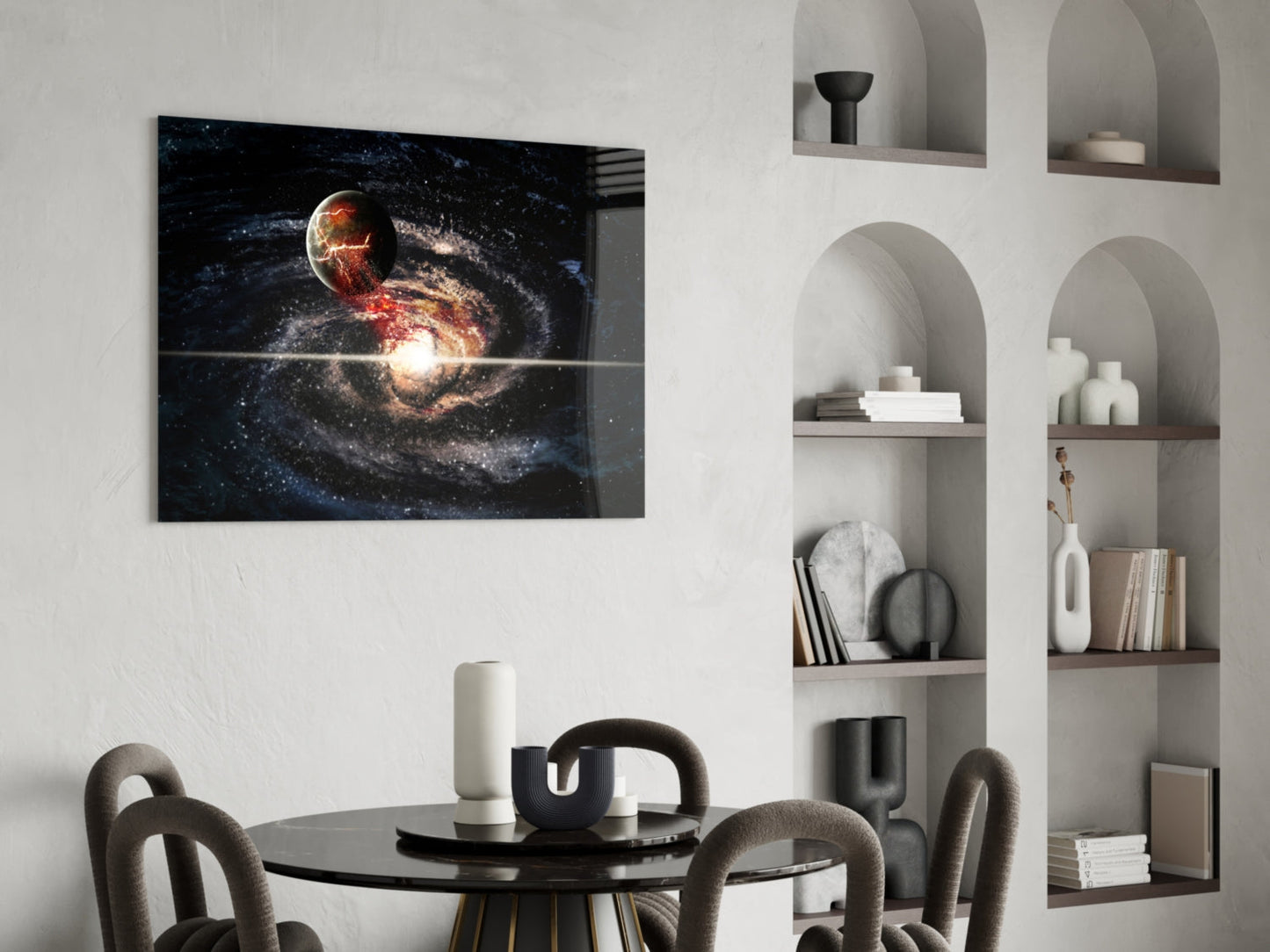 Spiral Galaxy Collision Glass Wall Art