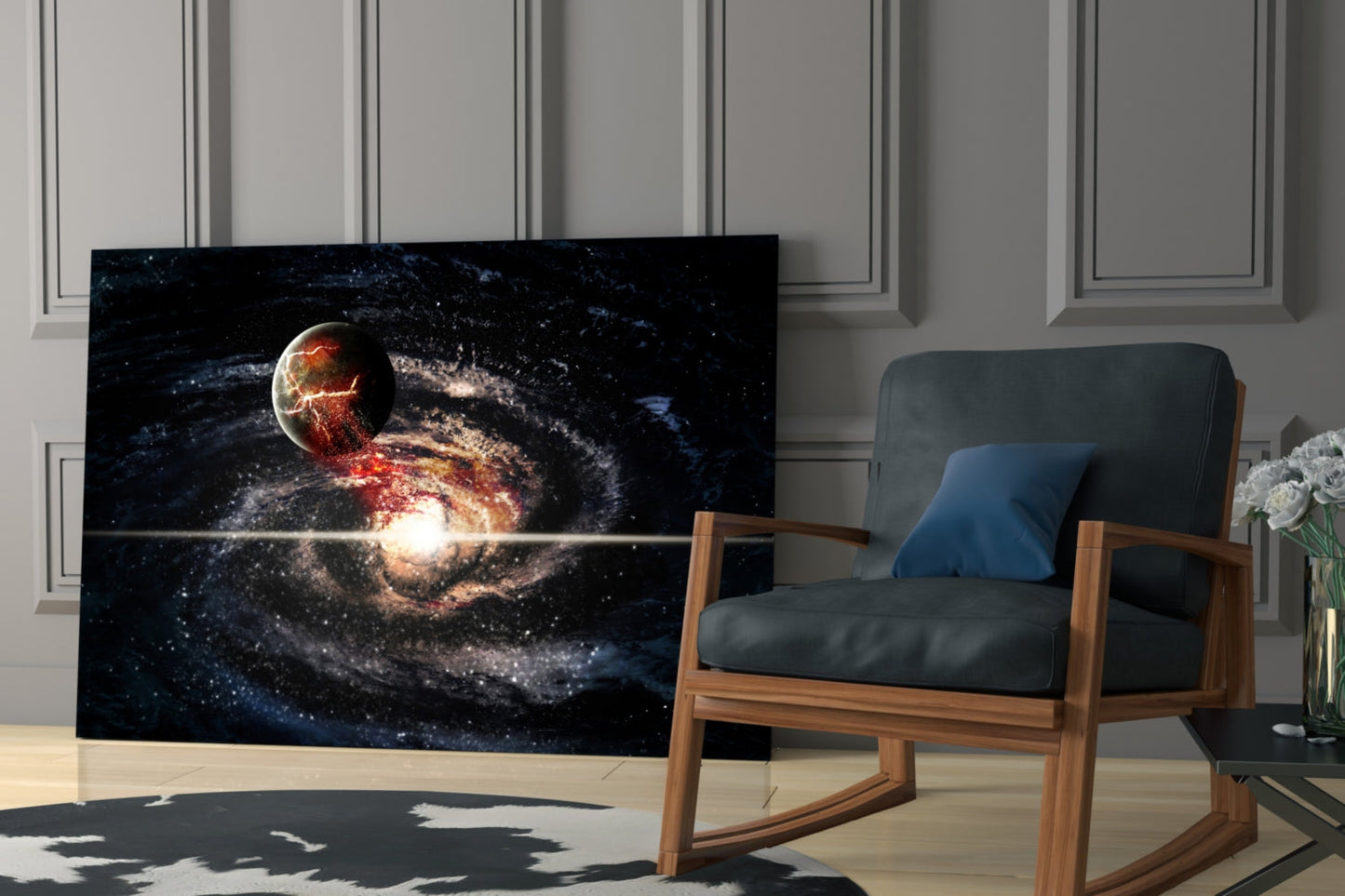 Spiral Galaxy Collision Glass Wall Art