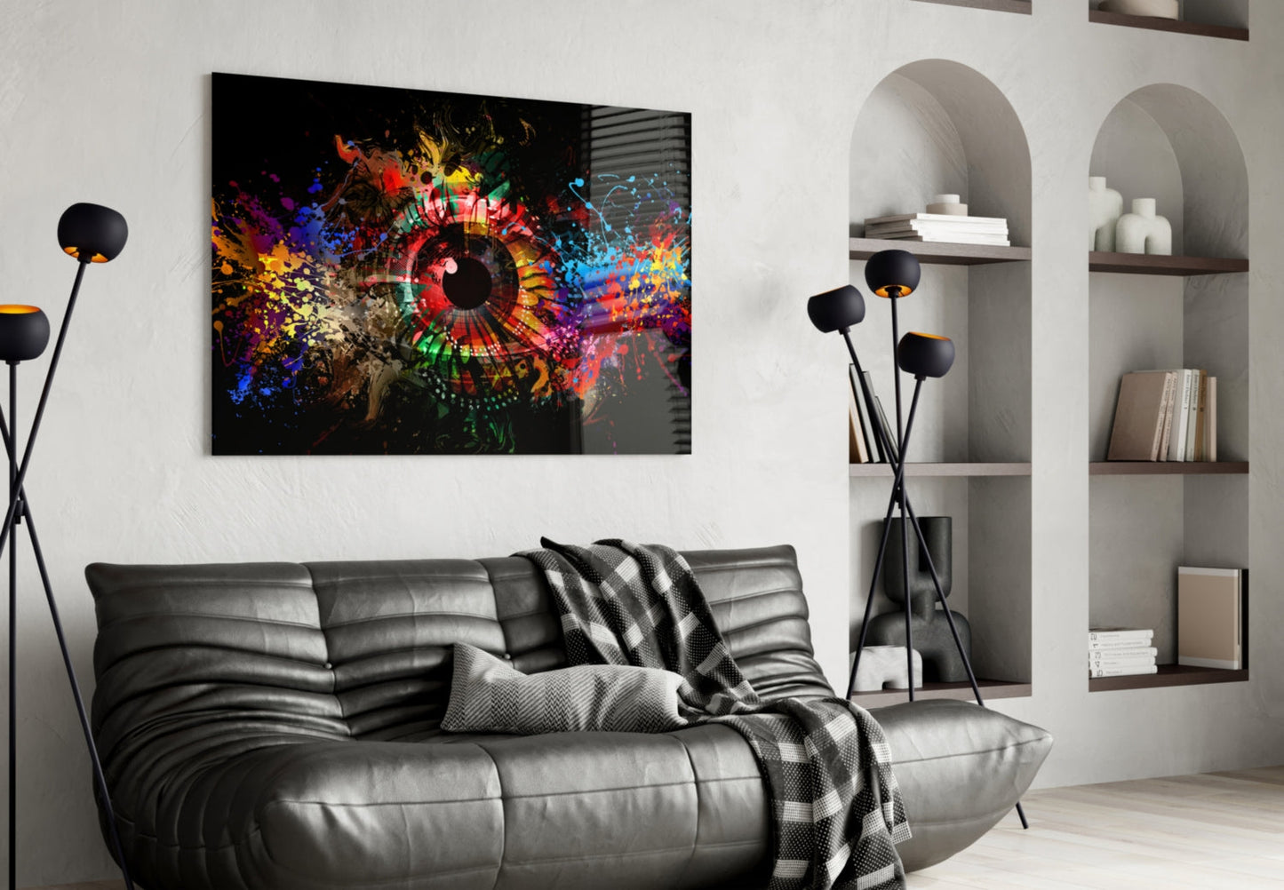 Splatter Paint Eye Explosion Glass Wall Art