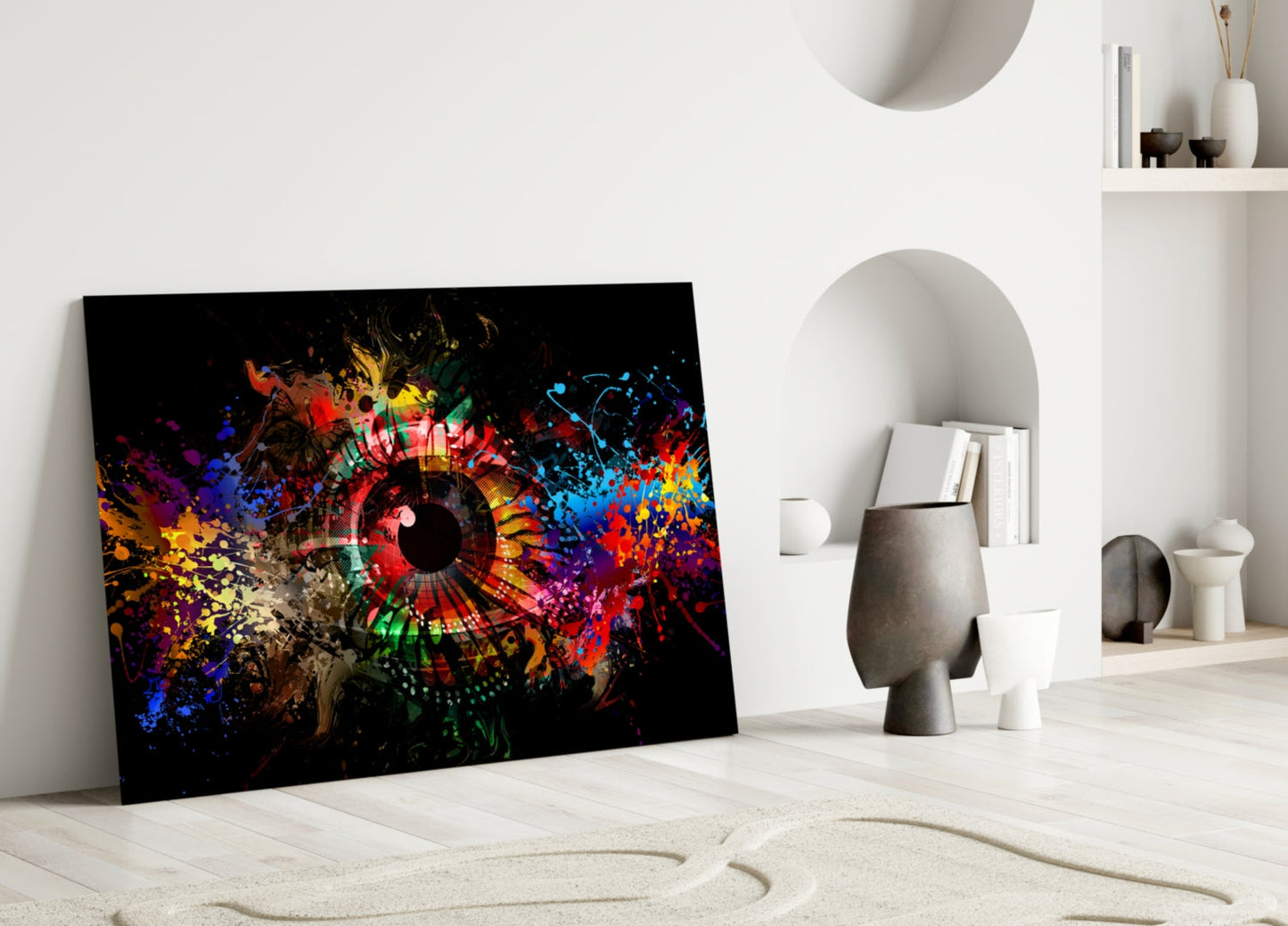 Splatter Paint Eye Explosion Glass Wall Art