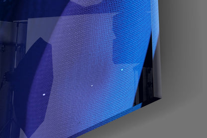 Blue Glitter Veil Woman Glass Wall Art