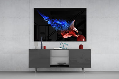 American Flag Smoke Eagle Glass Wall Art