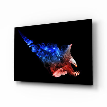 American Flag Smoke Eagle Glass Wall Art