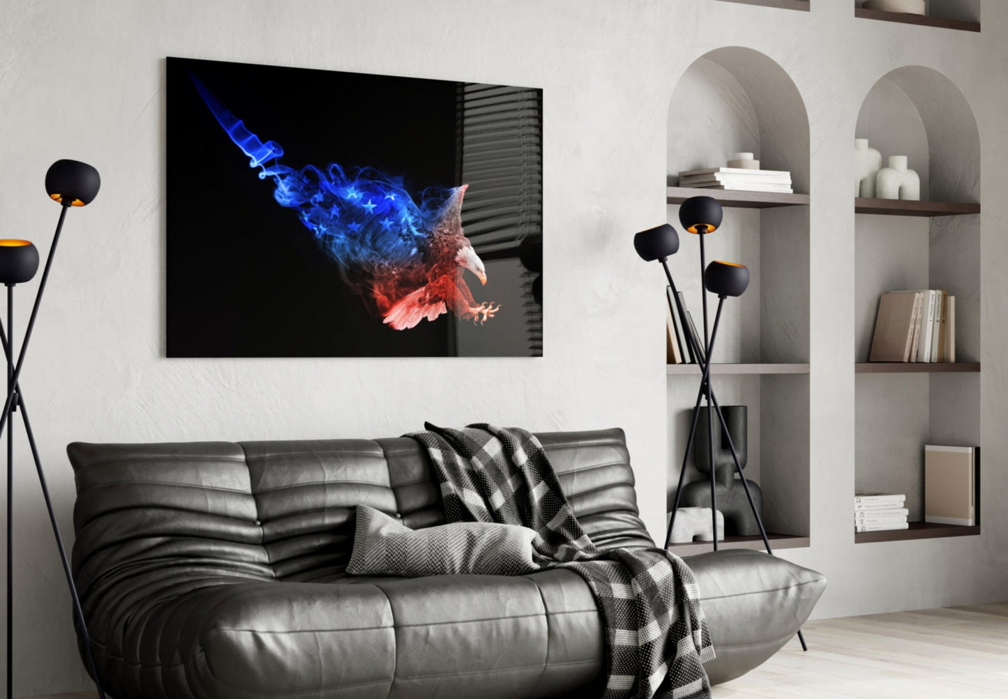 American Flag Smoke Eagle Glass Wall Art