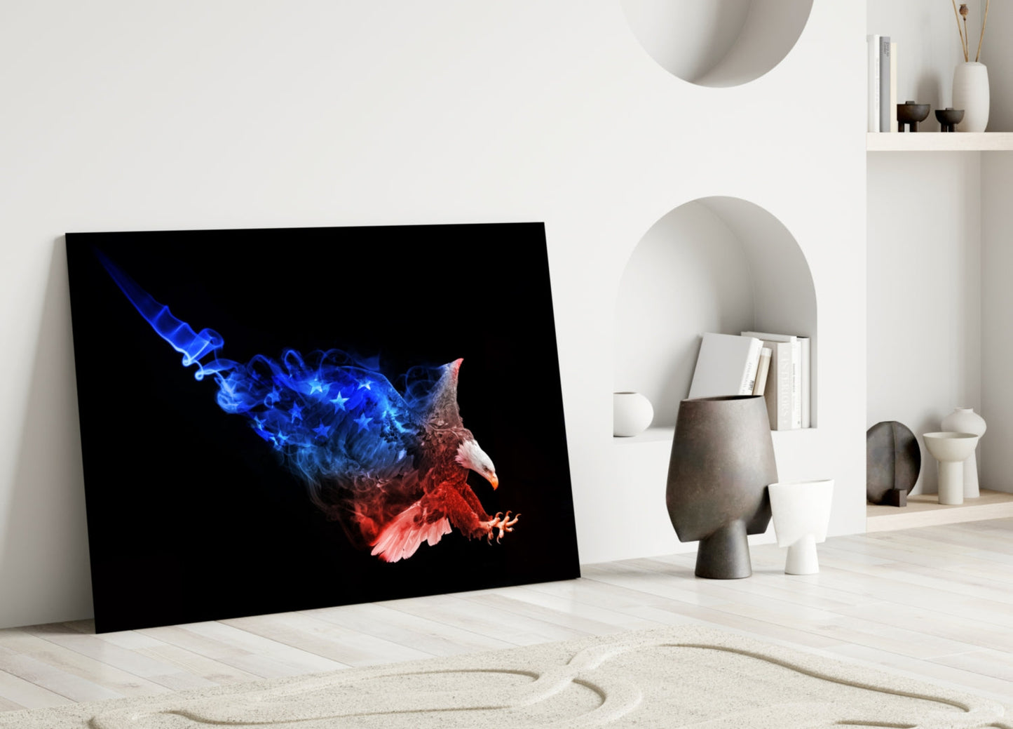 American Flag Smoke Eagle Glass Wall Art
