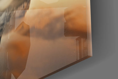 Misty Snow Peak Mirror Lake Glass Wall Art
