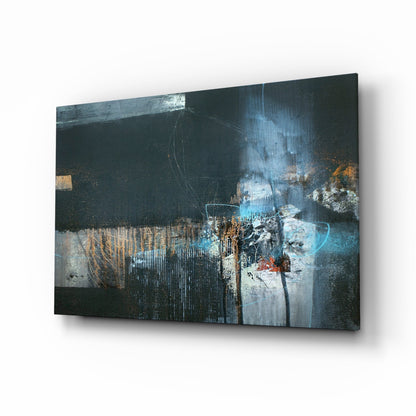 Blue Glow Dark Textured Glass Wall Art