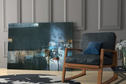 Blue Glow Dark Textured Glass Wall Art