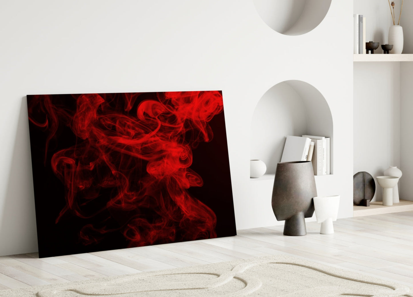 Billowing Scarlet Smoke Cloud Glass Wall Art