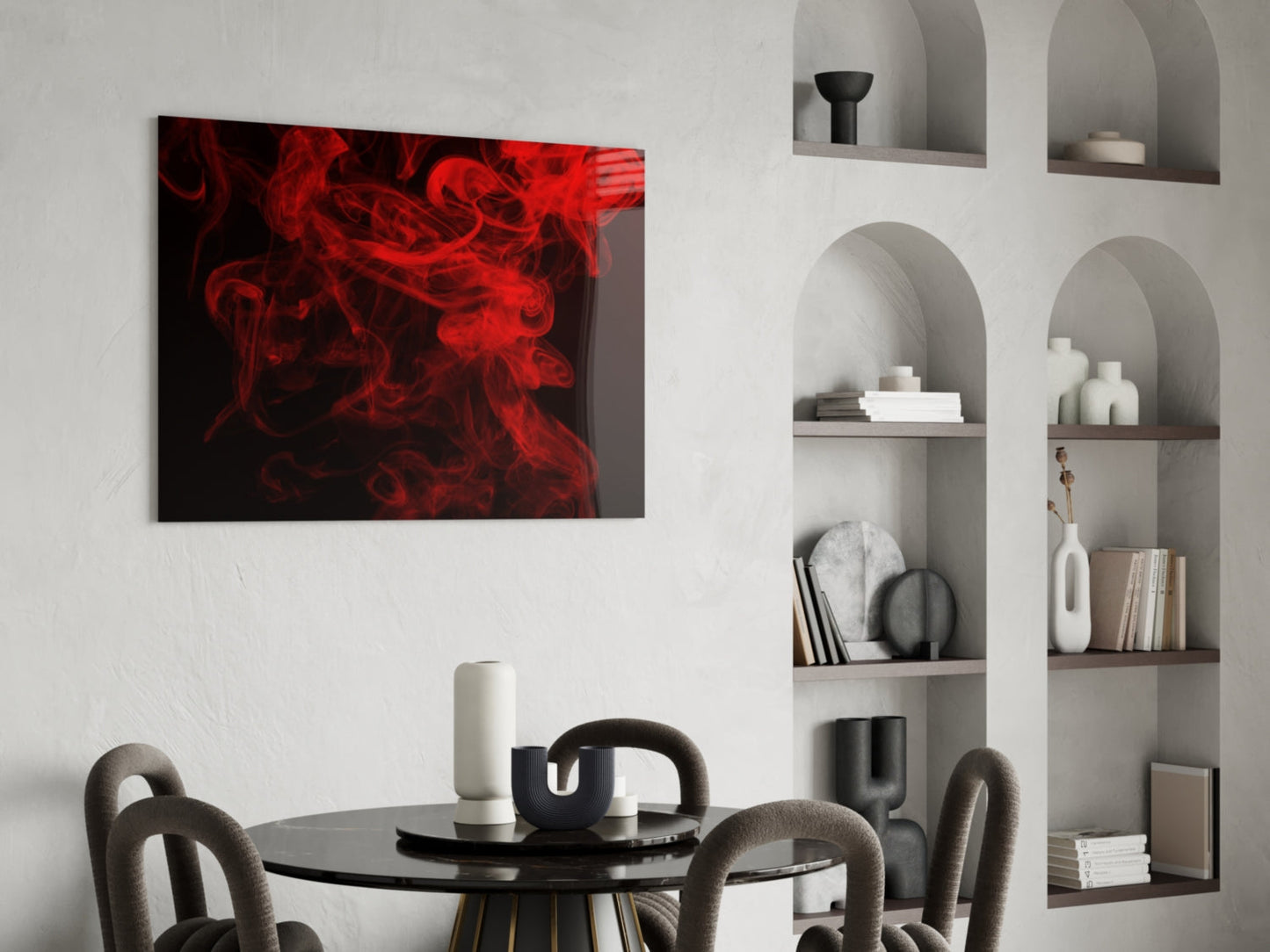 Billowing Scarlet Smoke Cloud Glass Wall Art