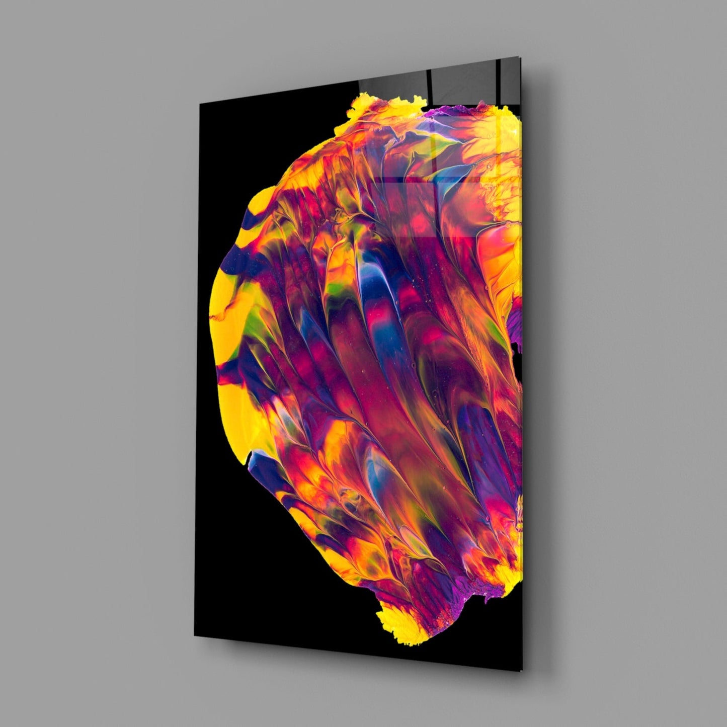 Rainbow Marbled Paint Glass Wall Art