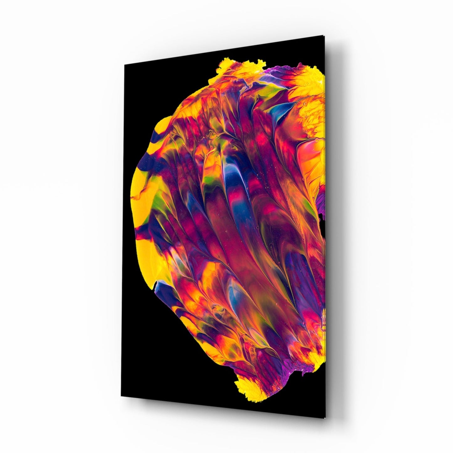 Rainbow Marbled Paint Glass Wall Art