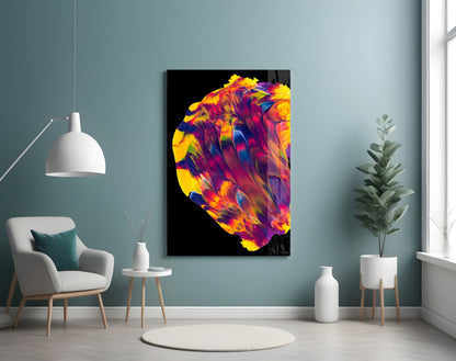 Rainbow Marbled Paint Glass Wall Art