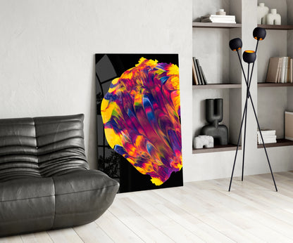 Rainbow Marbled Paint Glass Wall Art