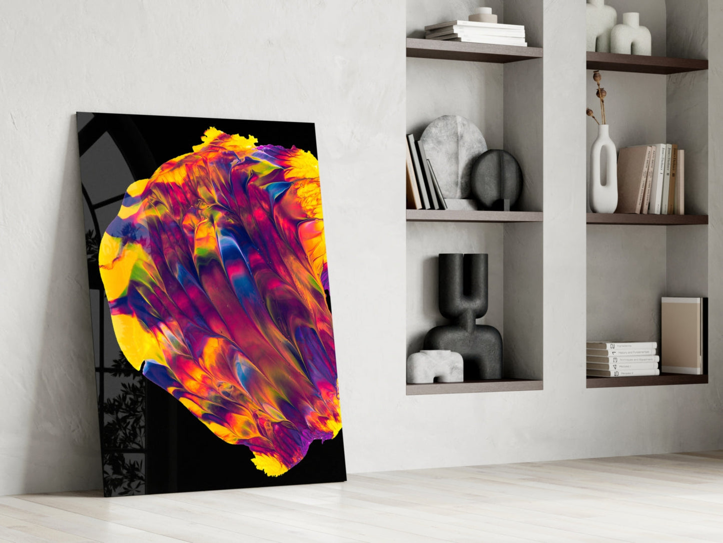 Rainbow Marbled Paint Glass Wall Art