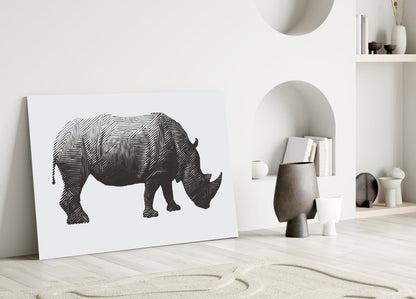 Geometric Line Rhino Glass Wall Art
