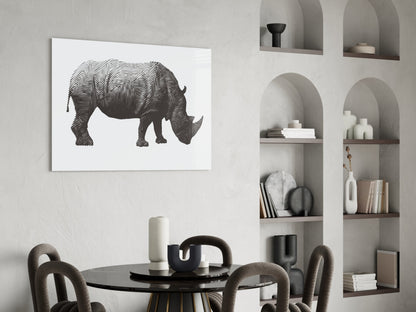 Geometric Line Rhino Glass Wall Art