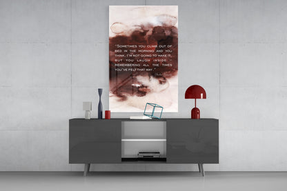 Burgundy Watercolor Morning Quote Glass Wall Art