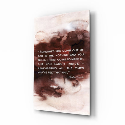 Burgundy Watercolor Morning Quote Glass Wall Art
