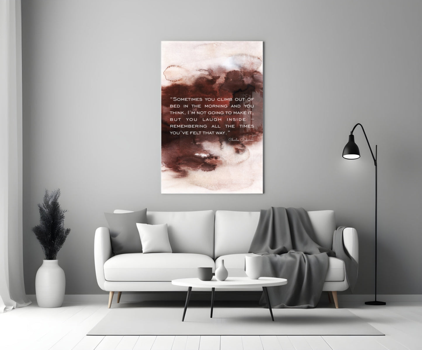 Burgundy Watercolor Morning Quote Glass Wall Art