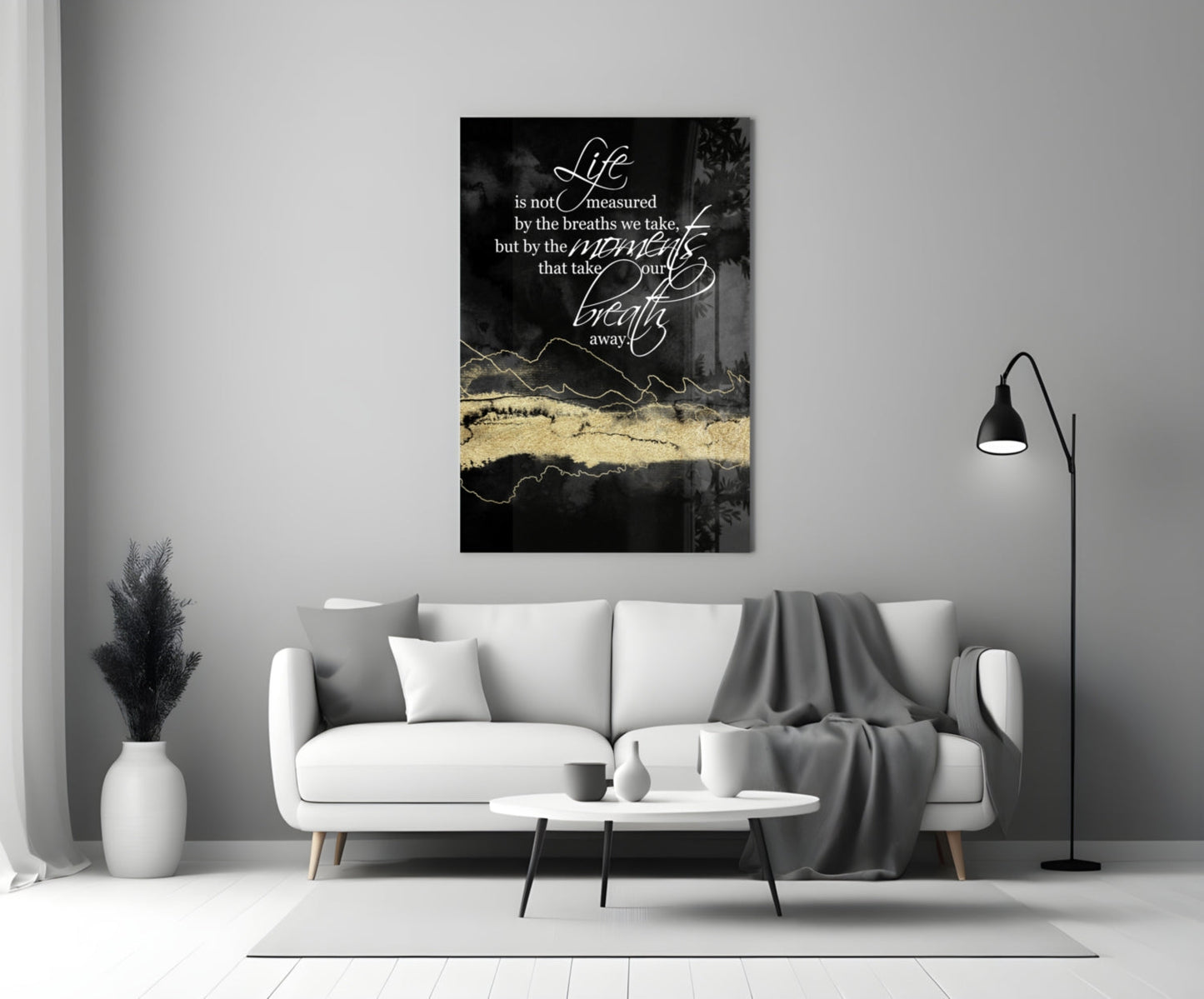 Gold Ridge Breath Away Script Glass Wall Art