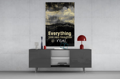 Black Gold Imagine Is Real Glass Wall Art