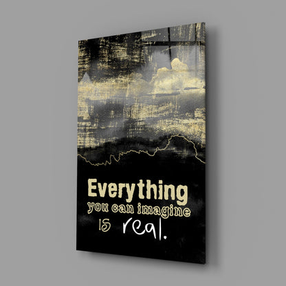 Black Gold Imagine Is Real Glass Wall Art