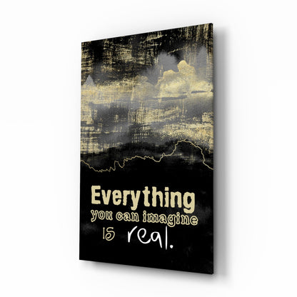 Black Gold Imagine Is Real Glass Wall Art