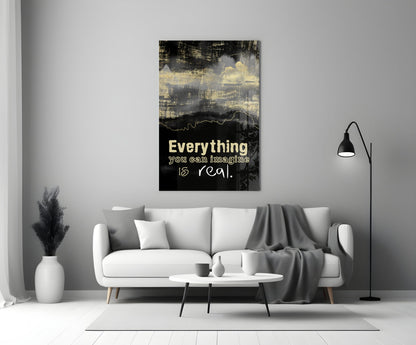 Black Gold Imagine Is Real Glass Wall Art