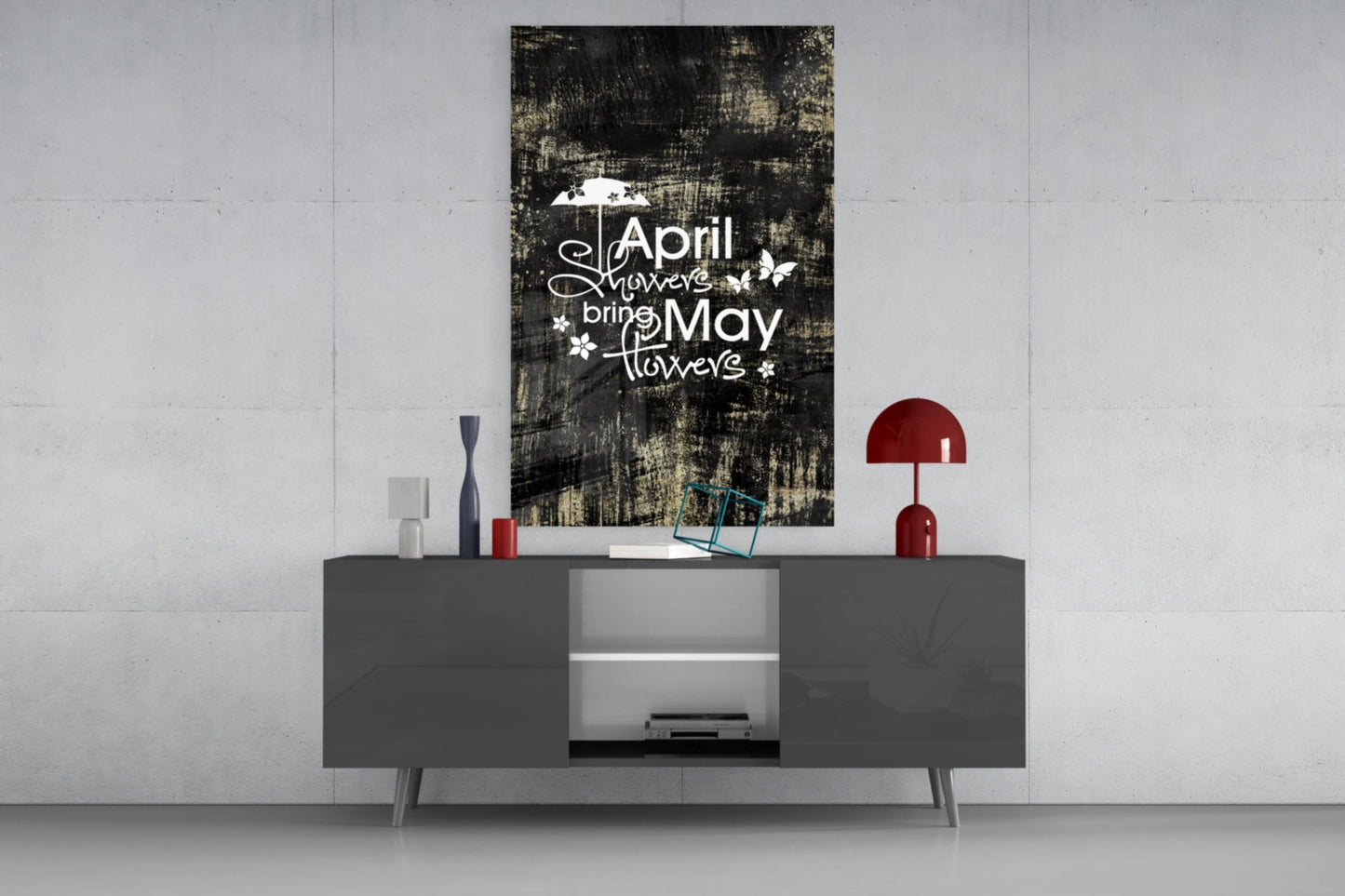 April Showers May Flowers Glass Wall Art